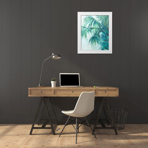 Blue Palmetto White Modern Wood Framed Art Print by Wilkins, Suzanne
