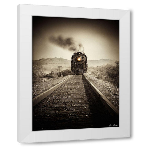 Train Arrival II White Modern Wood Framed Art Print by Drost, David