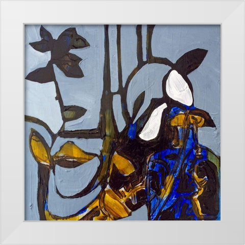 Blue I White Modern Wood Framed Art Print by Ferrell, Erin McGee