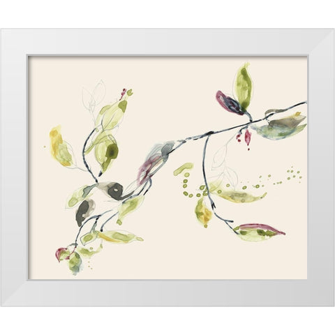 Leaf Branch I White Modern Wood Framed Art Print by Goldberger, Jennifer