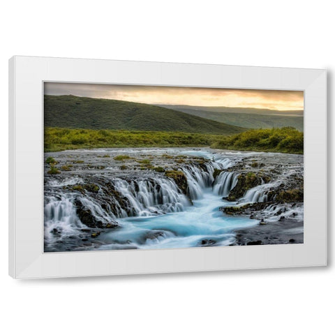 Evening at Bruarfoss White Modern Wood Framed Art Print by Head, Danny