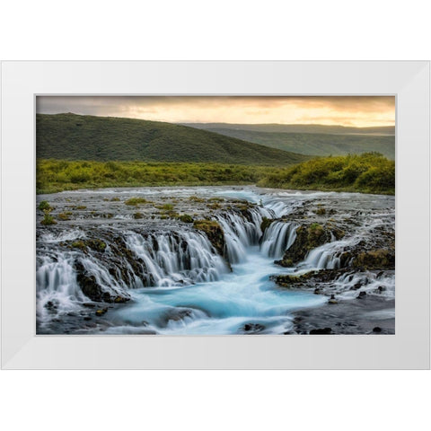 Evening at Bruarfoss White Modern Wood Framed Art Print by Head, Danny
