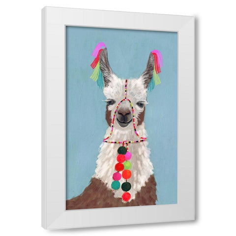 Adorned Llama I White Modern Wood Framed Art Print by Borges, Victoria