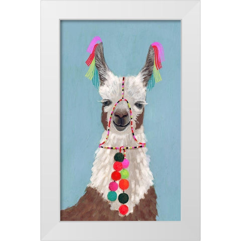 Adorned Llama I White Modern Wood Framed Art Print by Borges, Victoria