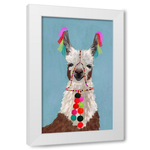 Adorned Llama I White Modern Wood Framed Art Print by Borges, Victoria