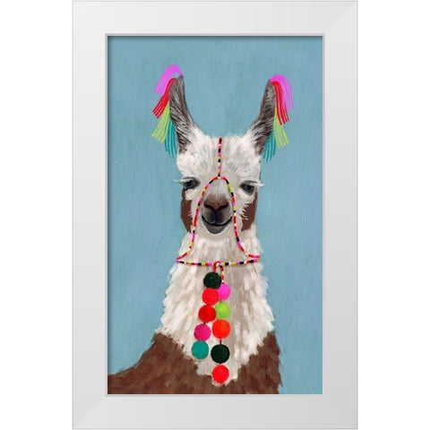 Adorned Llama I White Modern Wood Framed Art Print by Borges, Victoria