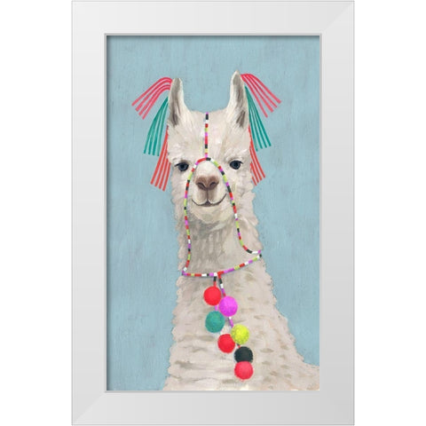 Adorned Llama II White Modern Wood Framed Art Print by Borges, Victoria