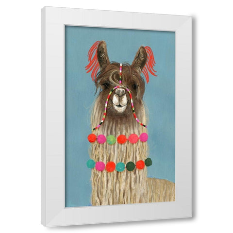 Adorned Llama IV White Modern Wood Framed Art Print by Borges, Victoria