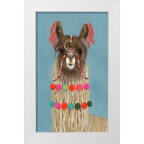 Adorned Llama IV White Modern Wood Framed Art Print by Borges, Victoria