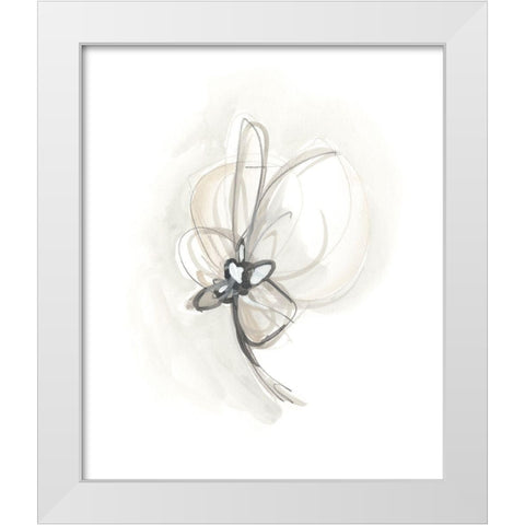 Neutral Floral Gesture II White Modern Wood Framed Art Print by Vess, June Erica