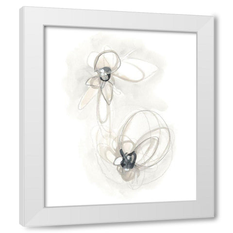 Neutral Floral Gesture III White Modern Wood Framed Art Print by Vess, June Erica