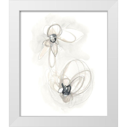 Neutral Floral Gesture III White Modern Wood Framed Art Print by Vess, June Erica