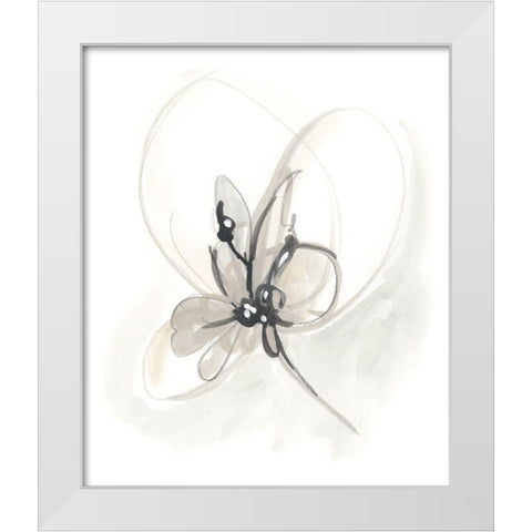 Neutral Floral Gesture VI White Modern Wood Framed Art Print by Vess, June Erica