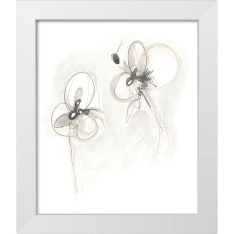 Neutral Floral Gesture VIII White Modern Wood Framed Art Print by Vess, June Erica