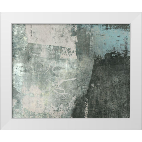 Black and Grey and Blue I White Modern Wood Framed Art Print by Ray, Elena