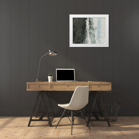Black and Grey and Blue II White Modern Wood Framed Art Print by Ray, Elena