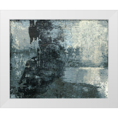 Black and Grey and Blue III White Modern Wood Framed Art Print by Ray, Elena