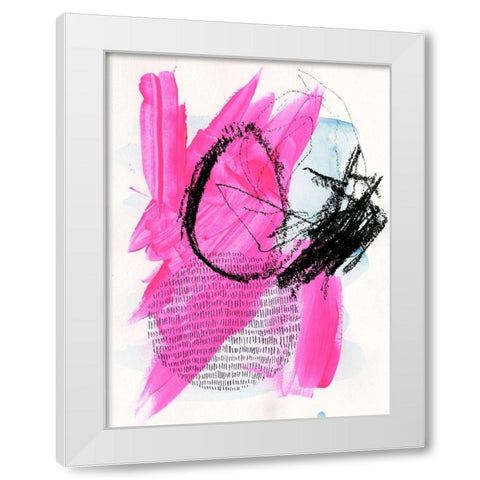 Neon Flamingos I White Modern Wood Framed Art Print by Parker, Jennifer Paxton
