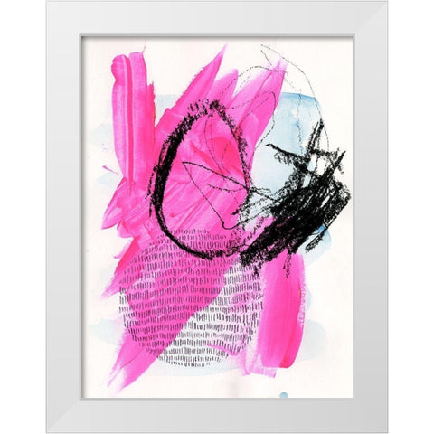 Neon Flamingos I White Modern Wood Framed Art Print by Parker, Jennifer Paxton