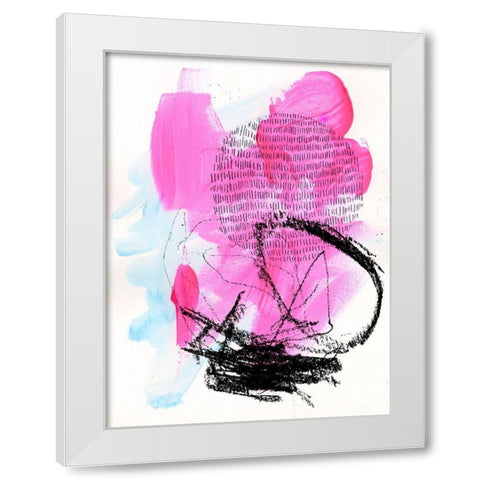 Neon Flamingos II White Modern Wood Framed Art Print by Parker, Jennifer Paxton