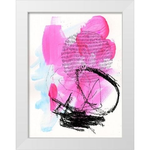 Neon Flamingos II White Modern Wood Framed Art Print by Parker, Jennifer Paxton