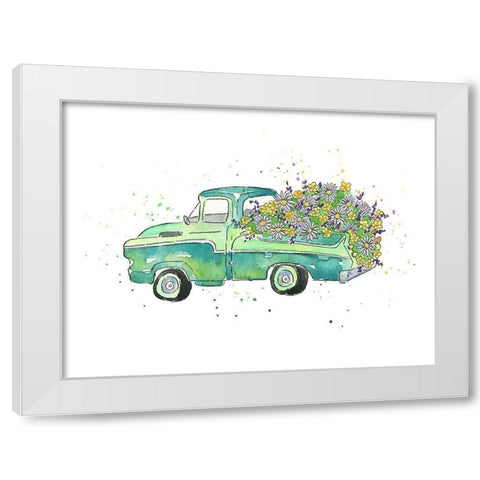 Flower Truck II White Modern Wood Framed Art Print by McGuire, Catherine