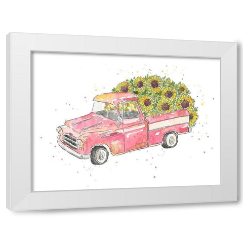 Flower Truck III White Modern Wood Framed Art Print by McGuire, Catherine