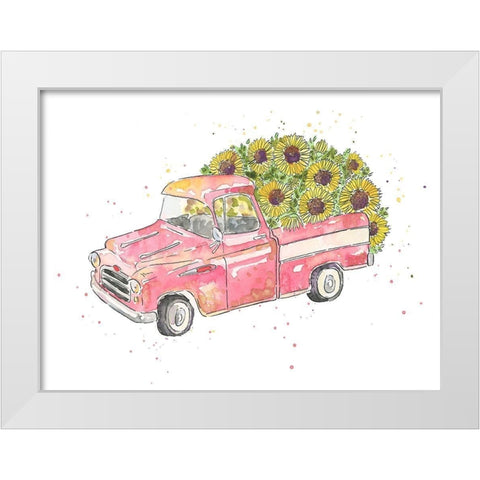 Flower Truck III White Modern Wood Framed Art Print by McGuire, Catherine
