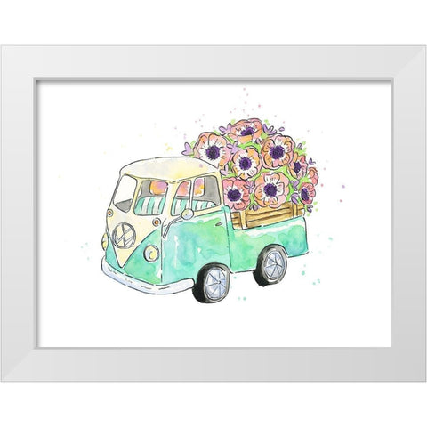 Flower Truck V White Modern Wood Framed Art Print by McGuire, Catherine
