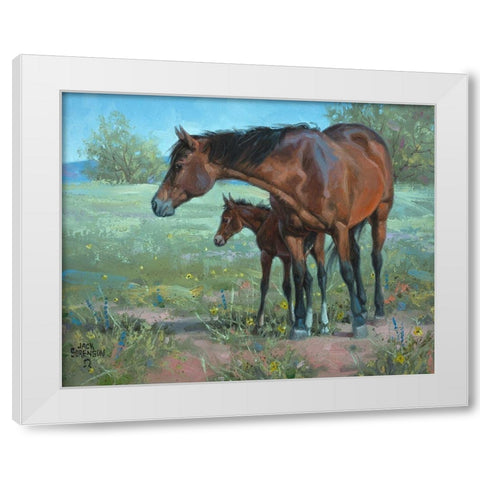 Under Mamas Watchful Eye White Modern Wood Framed Art Print by Sorenson, Jack