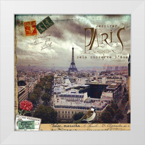 Eiffel Romance I White Modern Wood Framed Art Print by Lloyd, Sandy