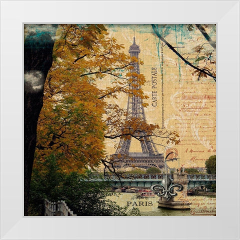Eiffel Romance III White Modern Wood Framed Art Print by Lloyd, Sandy