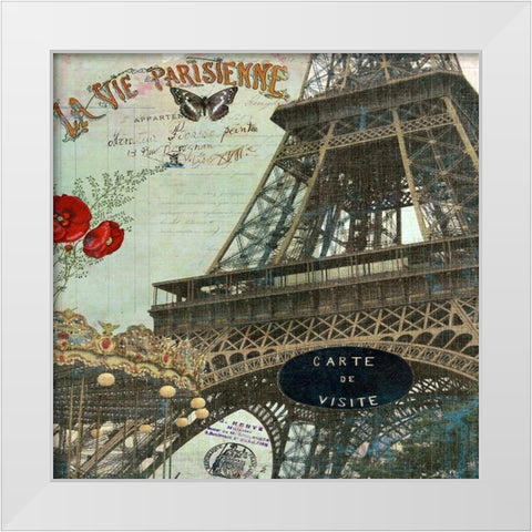 Eiffel Romance IV White Modern Wood Framed Art Print by Lloyd, Sandy