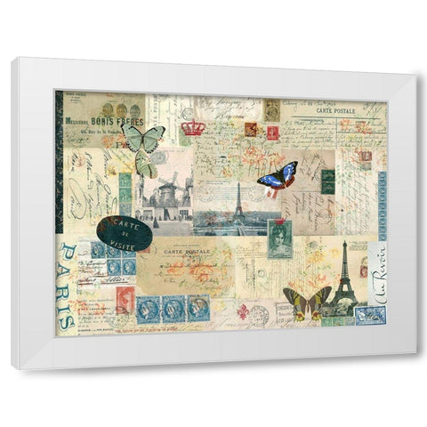 Postcards of Paris I White Modern Wood Framed Art Print by Lloyd, Sandy