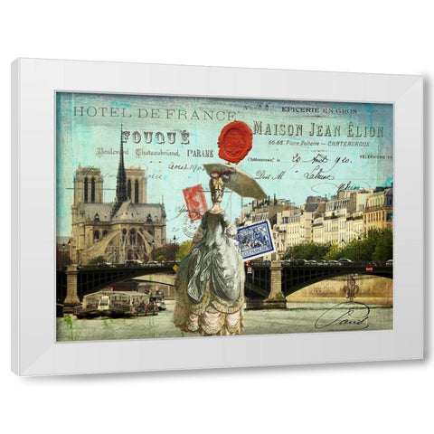 Postcards of Paris VI White Modern Wood Framed Art Print by Lloyd, Sandy
