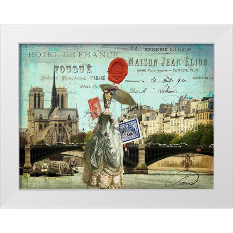 Postcards of Paris VI White Modern Wood Framed Art Print by Lloyd, Sandy