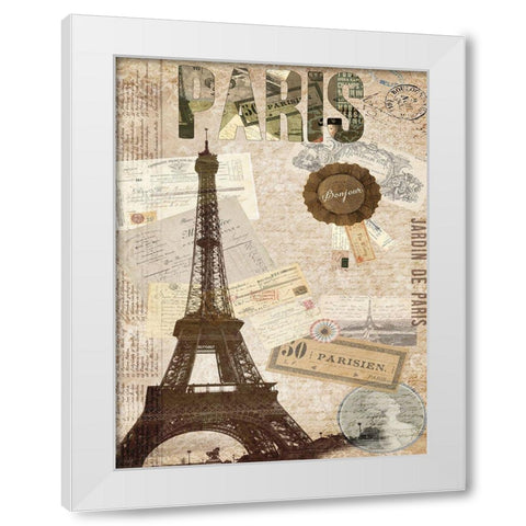 Postcards of Paris XIV White Modern Wood Framed Art Print by Lloyd, Sandy