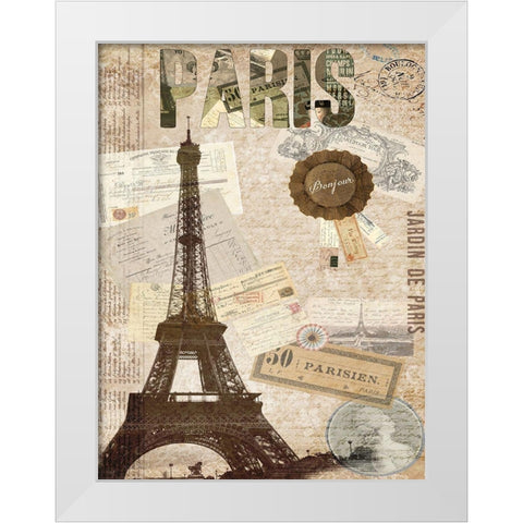 Postcards of Paris XIV White Modern Wood Framed Art Print by Lloyd, Sandy