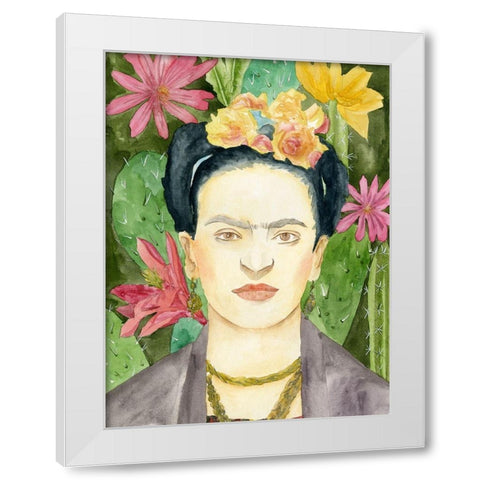 Frida Kahlo I White Modern Wood Framed Art Print by Wang, Melissa