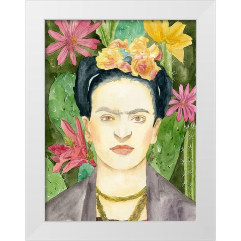 Frida Kahlo I White Modern Wood Framed Art Print by Wang, Melissa