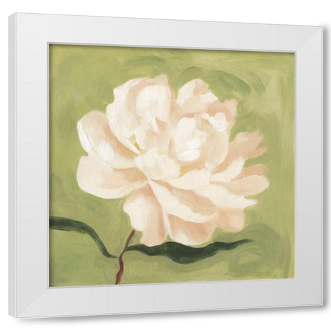 Peony on Olive I White Modern Wood Framed Art Print by Scarvey, Emma