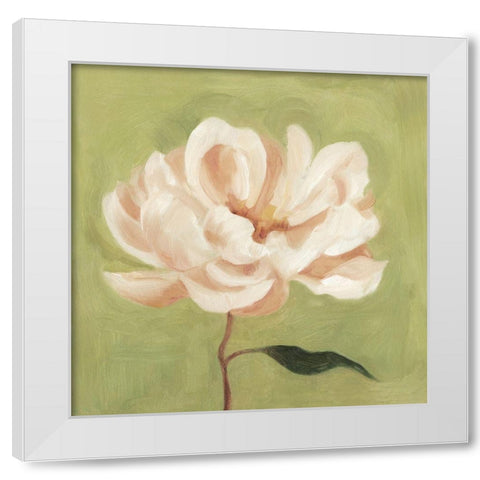 Peony on Olive II White Modern Wood Framed Art Print by Scarvey, Emma