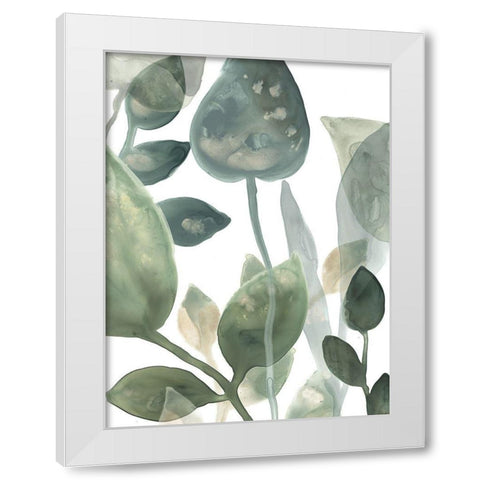 Water Leaves I White Modern Wood Framed Art Print by Vess, June Erica