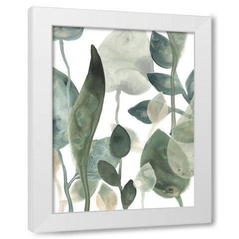Water Leaves III White Modern Wood Framed Art Print by Vess, June Erica
