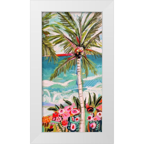 Palm Tree Wimsy II White Modern Wood Framed Art Print by Fields, Karen