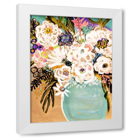 Summer Flowers in a Vase I White Modern Wood Framed Art Print by Fields, Karen