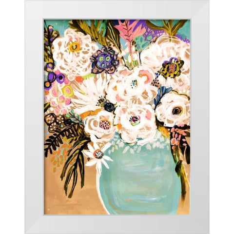 Summer Flowers in a Vase I White Modern Wood Framed Art Print by Fields, Karen