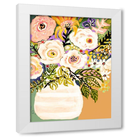 Summer Flowers in a Vase II White Modern Wood Framed Art Print by Fields, Karen