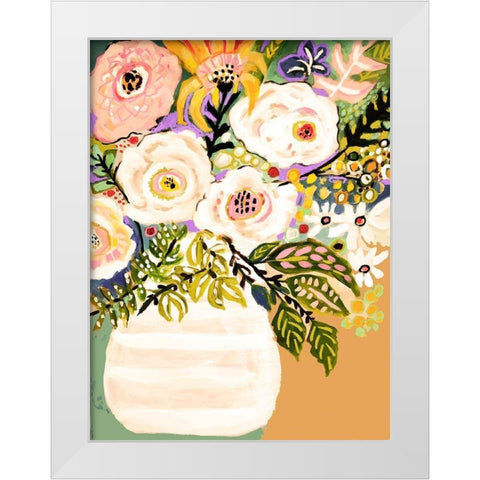 Summer Flowers in a Vase II White Modern Wood Framed Art Print by Fields, Karen