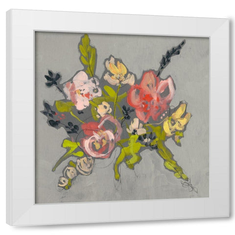Blush and Paynes Bouquet II White Modern Wood Framed Art Print by Goldberger, Jennifer